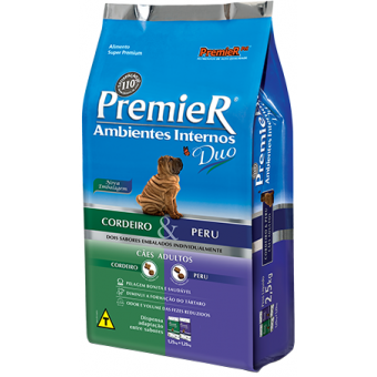Premier Adultos Ambientes Internos Duo Cordeiro e Peru - 2,5 kg
